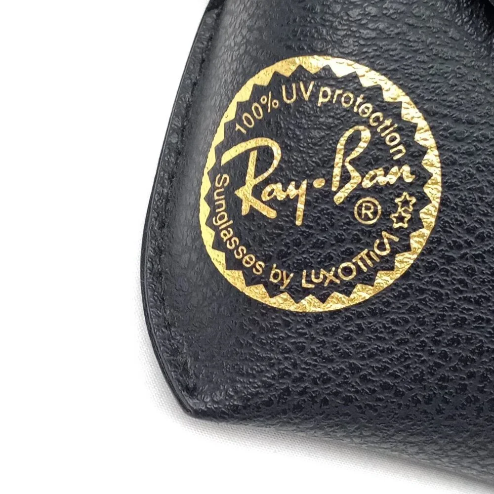 Ray-Ban Brown Leather Sunglasses Case Snap Closure Eyeglass Case